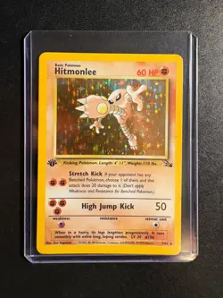 Pokemon Hitmonlee 7/62 Fossil Holo Rare Basic 60 HP 1999 English - Image 1