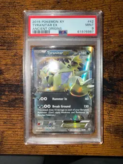 2015 Pokemon XY Ancient Origins #42/98 Tyranitar EX Ultra Rare TAG 9 MINT - Image 1