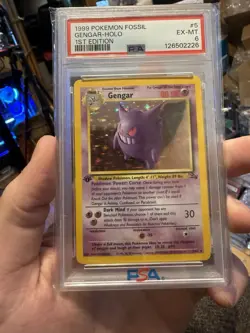 1999 POKEMON FOSSIL 1ST ED #5 GENGAR-HOLO PSA 6 - Image 1