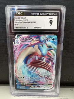 Lapras VMAX 050/202 Swsh01: Sword & Shield Holo CGC 9 MINT Pokemon TCG - Image 1