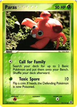 Pokemon TCG Paras 72/112 EX FireRed & LeafGreen Regular LP - Image 1