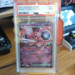2025 Pokemon DRI EN-Destined Rivals #081 Team Rocket's Mewtwo EX PSA 9 MINT Rare - Image 1
