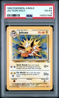1999 POKEMON JUNGLE #4 JOLTEON-HOLO PSA 4 VG-EX - Image 1