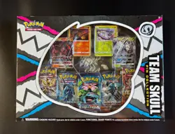 Pokemon TCG Team Skull Pin Collection Box Sealed Evolutions Burning Shadows - Image 1