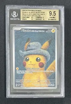 2023 Pokemon S&V Black Star Promo Van Gogh Pikachu Felt Hat BGS 9.5 GEM 10 Subs - Image 1