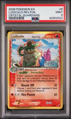 POKEMON EX CRYSTAL GUARDIANS LUDICOLO STAMPED REVERSE HOLO 6/100 PSA 9 MINT - Image 1
