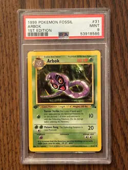 POKEMON FOSSIL 1st Edition ARBOK #31 NON HOLO PSA9 #53918586 - Image 1