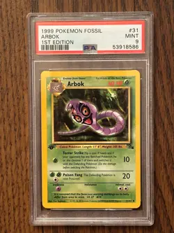 POKEMON FOSSIL 1st Edition ARBOK #31 NON HOLO PSA9 #53918586 - Image 2