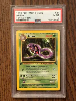 POKEMON FOSSIL 1st Edition ARBOK #31 NON HOLO PSA9 #53918586 - Image 3