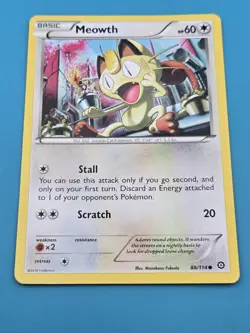 Meowth 88/114 Common Steam Siege Pokemon HP - Image 1