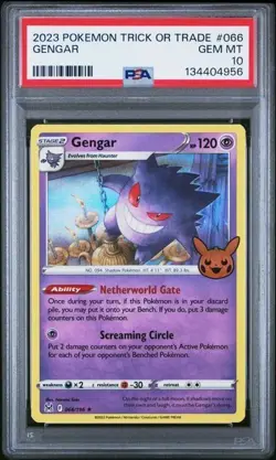 PSA 10 Gengar 066 Trick or Trade Pokemon 2023 Halloween Holo - Image 1