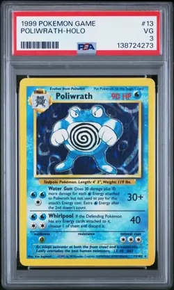 1999 POKEMON GAME #13 POLIWRATH-HOLO PSA 3 - Image 1