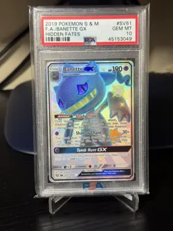 2019 POKEMON SUN & MOON HIDDEN FATES #SV61 FULL ART/BANETTE GX PSA 10 - Image 1