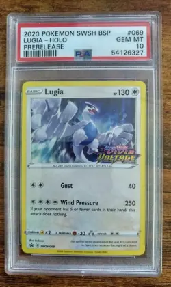PSA 10 Pokemon Vivid Voltage Prerelease LUGIA Holo Promo SWSH069 - Image 1