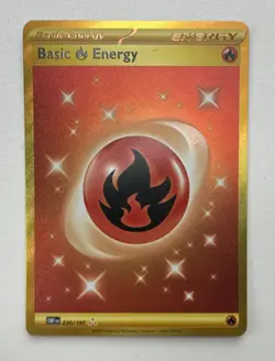 Pokemon TCG Basic Fire Energy Gold Rare Holo 230/197 SV03 Obsidian Flames - Image 1