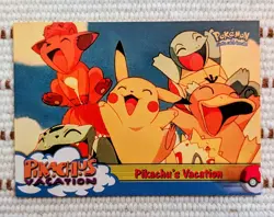 Pikachu's Vacation #42 Topps Pokemon The First Movie Card Blue LP+ - Image 1