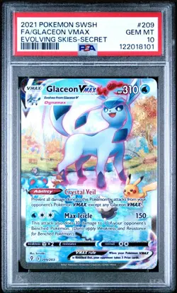 PSA 10 Glaceon VMAX Alternate Art Secret #209 Pokemon Evolving Skies GEM MINT - Image 1