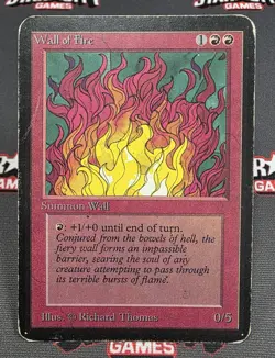 MTG Wall of Fire- DAMAGED -Alpha Magic the Gathering Card # 181 - Image 1
