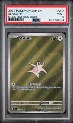 2024 POKEMON SSP EN-SURGING SPARKS ILLUSTRATION RARE #212 SLAKOTH PSA 9 - Image 1