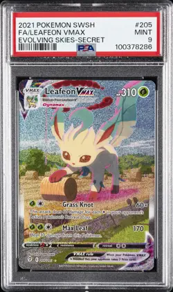 2021 POKEMON SWORD & SHIELD EVOLVING SKIES SECRET FULL ART/LEAFEON VMAX PSA 9 - Image 1