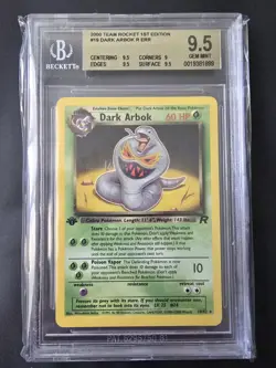 Pokemon Dark Arbok 1st Edition Non Holo BGS 9.5 Gem Mint Team Rocket Error Year - Image 1