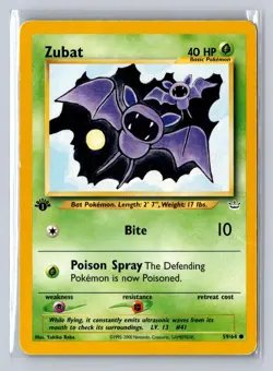 Zubat 59/64 Common Neo Revelation Pokemon 1st Edition MP - Image 1