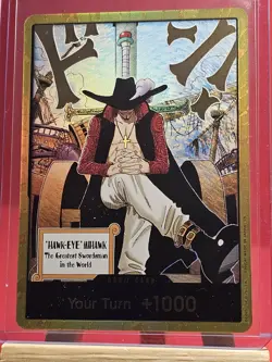 One Piece TCG Gold Frame DON!! Dracule Mihawk OP14 ENGLISH - Image 1