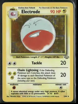✰ ELECTRODE 2/64 UNLIMITED HOLO RARE JUNGLE POKEMON ✰ LP - Image 2