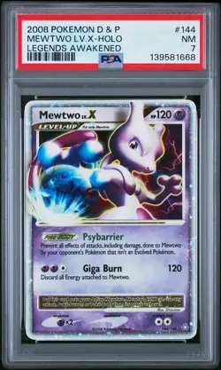 2008 POKEMON DIAMOND & PEARL LEGENDS AWAKENED #144 MEWTWO LV.X-HOLO PSA 7 - Image 1