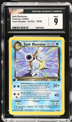 2000 Pokemon Team Rocket Dark Blastoise #20/82 CGC 9 1st Edition Rare - Image 1