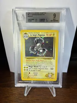BGS 9 Mint Lt. Surge's Magneton 8/132 Holo Unlimited 2000 Pokemon Gym Heroes - Image 1