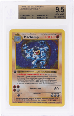 1999 Pokemon Base Set 1st Edition Machamp Shadowless Holo #8 BGS 9.5 - Image 1
