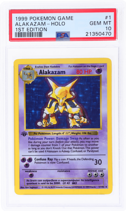 1999 Pokemon Base Set Alakazam 1st Edition #1 PSA 10 - Image 1