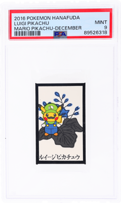 2016 Pokemon Hanafuda Mario Pikachu Luigi Pikachu December # PSA 9 - Image 1