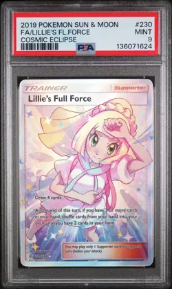 Lillie's Full Force Pokemon Sun & Moon Cosmic Eclipse 230/236 PSA 9 - Image 1