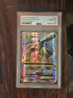 2016 POKEMON XY EVOLUTIONS #102 FULL ART/M BLASTOISE EX PSA 10 - Image 1