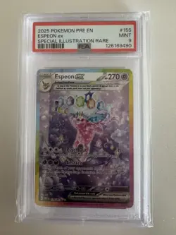 2025 POKEMON PRE EN PRISMATIC EVOLUTIONS #155 ESPEON EX PSA 9 - Image 1