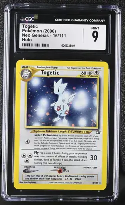 CGC 9 MINT Togetic 2000 Neo Genesis 16/111 Holo DOUBLE SWIRL Pokemon Card psa - Image 1