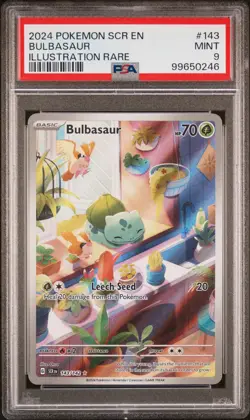 2024 POKEMON SCR EN-STELLAR CROWN ILLUSTRATION RARE #143 BULBASAUR PSA 9 - Image 1