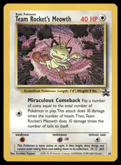 Team Rocket's Meowth 18 Promo Wizards Black Star Promos Pokemon Near Mint - Image 1