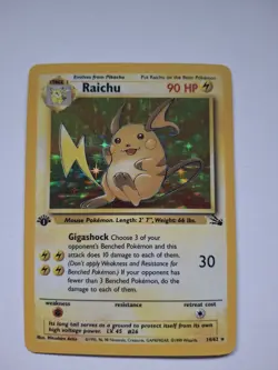 1999 Pokemon Raichu 14/62 Fossil Holo 1st Edition LP - Image 1