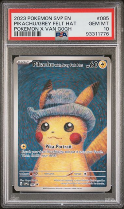 Pokemon Pikachu Van Gogh Grey Felt Hat Promo SVP EN 🇬🇧 #085 PSA 10 GEM MINT - Image 1