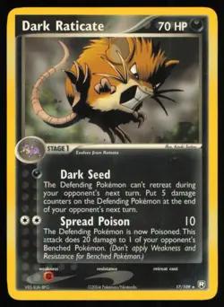 2004 EX - Team Rocket Returns Dark Raticate LP Stage 1/Rare #17 - Image 1