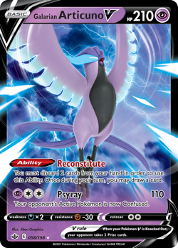 Galarian Articuno V - Chilling Reign Pokemon TCG CRE #58 Rare Holo V NM - Image 1