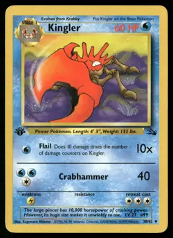 Kingler 38/62 Uncommon Fossil Pokemon 1st Edition Lightly Played - Image 1