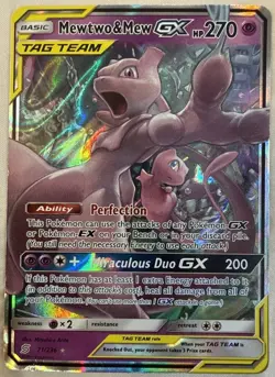 Mewtwo & Mew GX 71/236 Tag Team Holo Sun & Moon Unified Minds Pokemon ULTRA RARE - Image 1