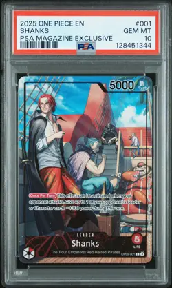 2025 ONE PIECE PROMOS PSA MAGAZINE EXCLUSIVE #001 SHANKS PSA 10 - Image 1