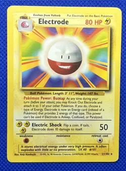 Pokemon TCG Electrode Base Set 21/102 Rare Non Holo Card - Image 1
