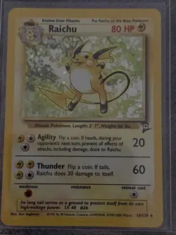 Pokemon TCG Raichu Base Set 2 Holo Unlimited Holo Rare Card 16/130 LP Condition - Image 1