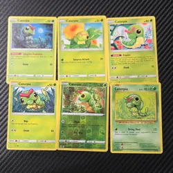 Pokemon TCG Caterpie card lot 6x Grass Basic Regular English - Image 1